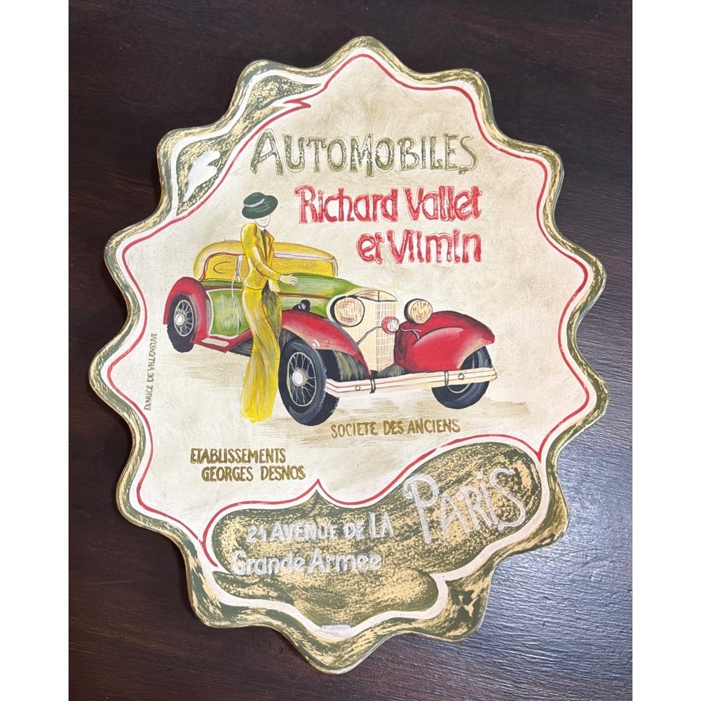 Vintage Tam San Designs Art Deco Automobile Wall Plaque by Fabrice de Villeneuve